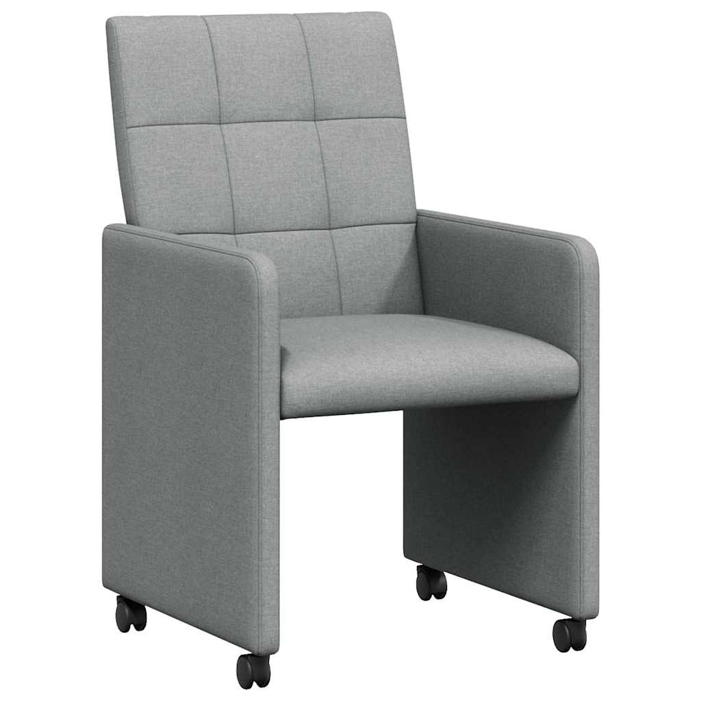 vidaXL Eetstoelen met wielen 2 pcs Lichtgrijs 58 x 65 x 94 cm Stof