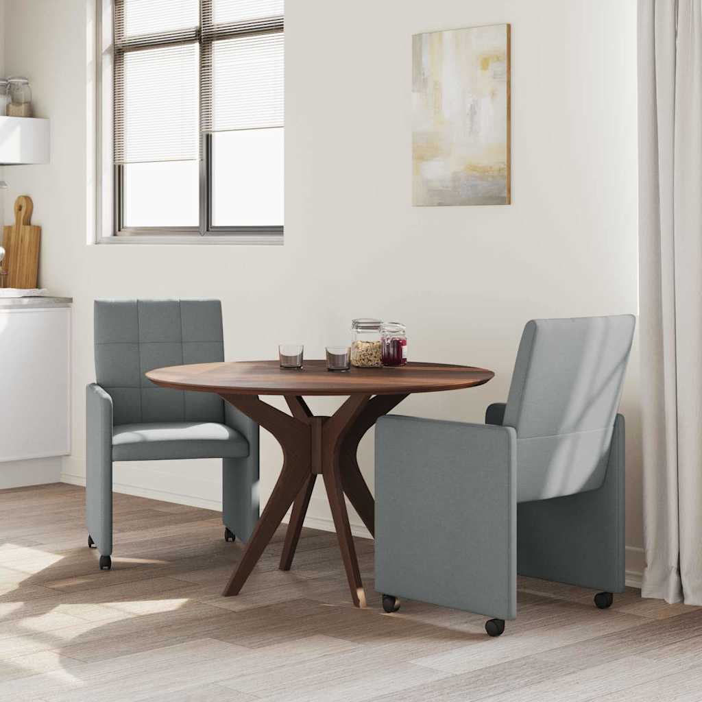 vidaXL Eetstoelen met wielen 2 pcs Lichtgrijs 58 x 65 x 94 cm Stof