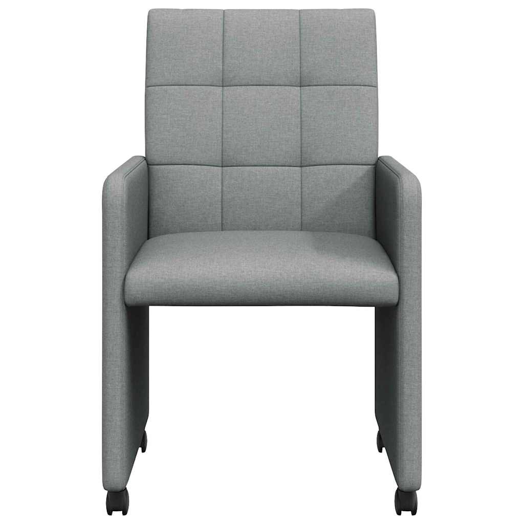 vidaXL Eetstoelen met wielen 2 pcs Lichtgrijs 58 x 65 x 94 cm Stof