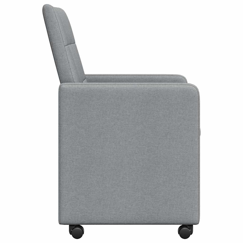 vidaXL Eetstoelen met wielen 2 pcs Lichtgrijs 58 x 65 x 94 cm Stof