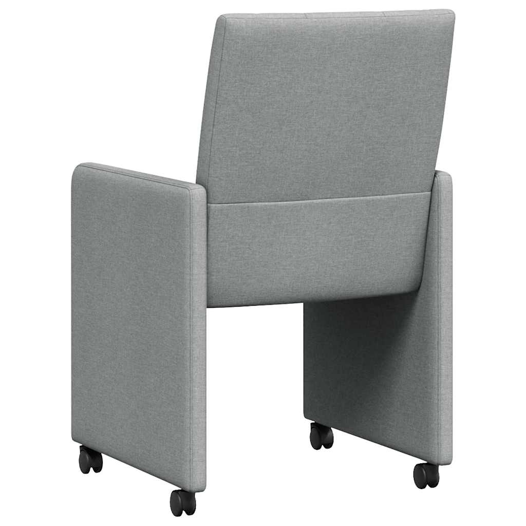 vidaXL Eetstoelen met wielen 2 pcs Lichtgrijs 58 x 65 x 94 cm Stof