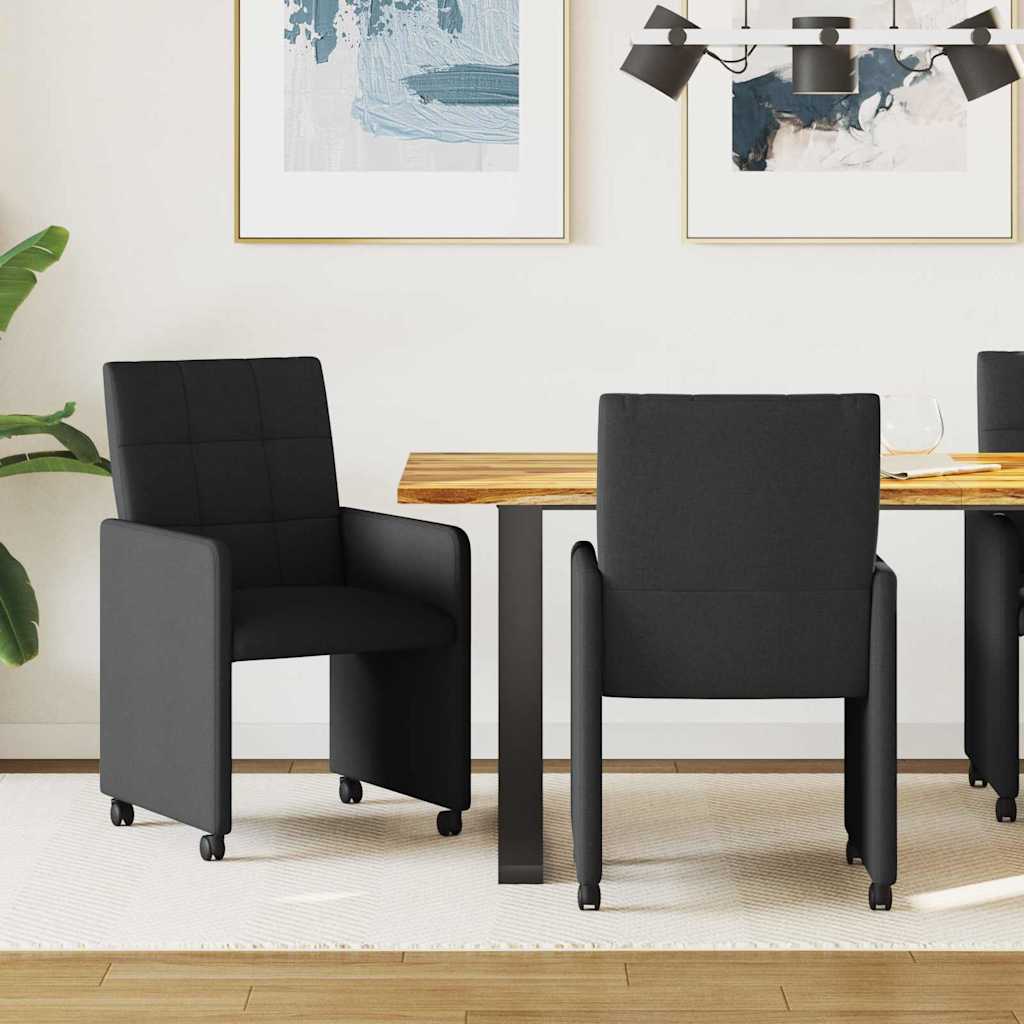 vidaXL Eetstoelen met wielen 2 pcs Lichtgrijs 58 x 65 x 94 cm Stof