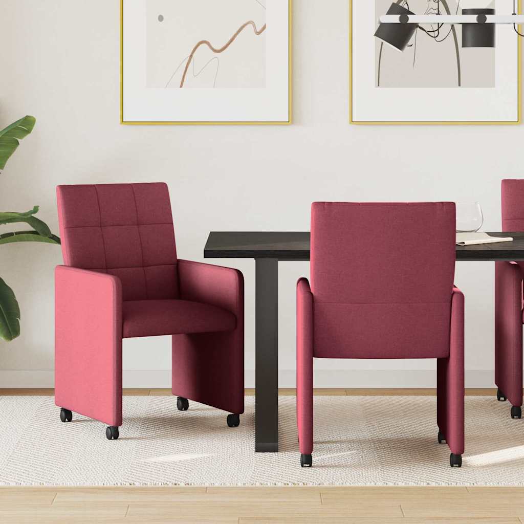vidaXL Eetstoelen met wielen 2 pcs Lichtgrijs 58 x 65 x 94 cm Stof