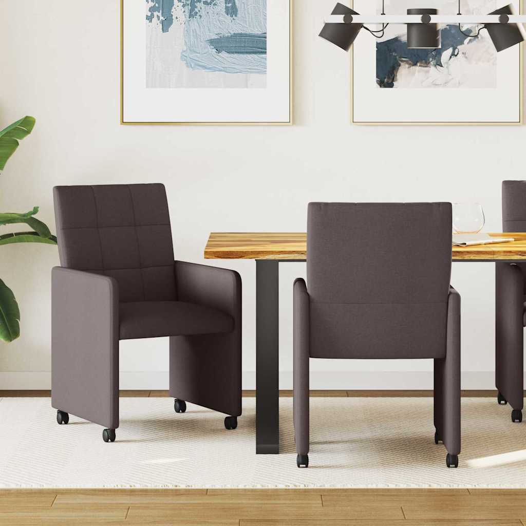 vidaXL Eetstoelen met wielen 2 pcs Lichtgrijs 58 x 65 x 94 cm Stof