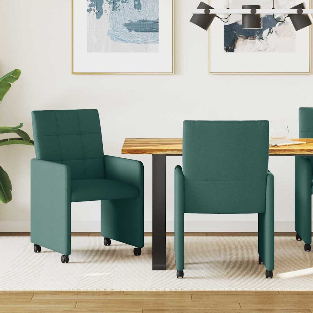 vidaXL Eetstoelen met wielen 2 pcs Lichtgrijs 58 x 65 x 94 cm Stof