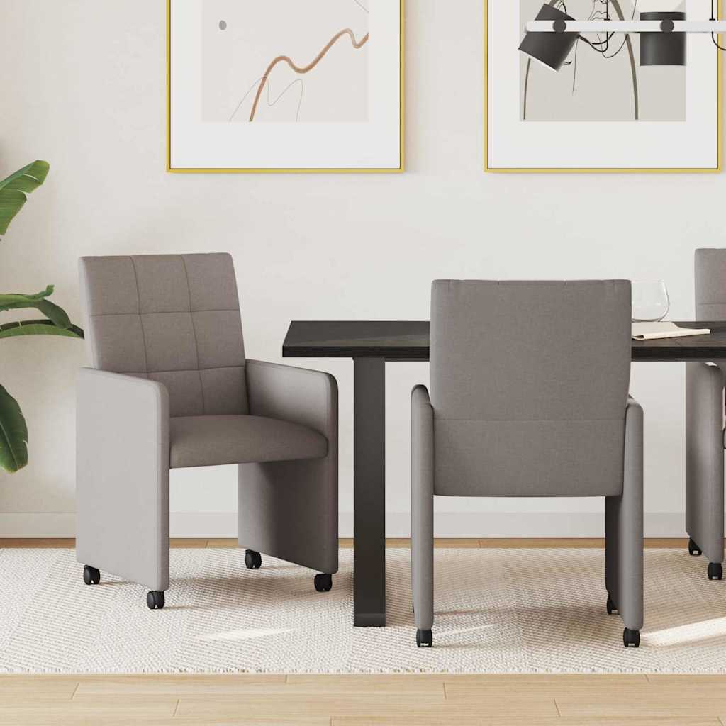 vidaXL Eetstoelen met wielen 2 pcs Lichtgrijs 58 x 65 x 94 cm Stof