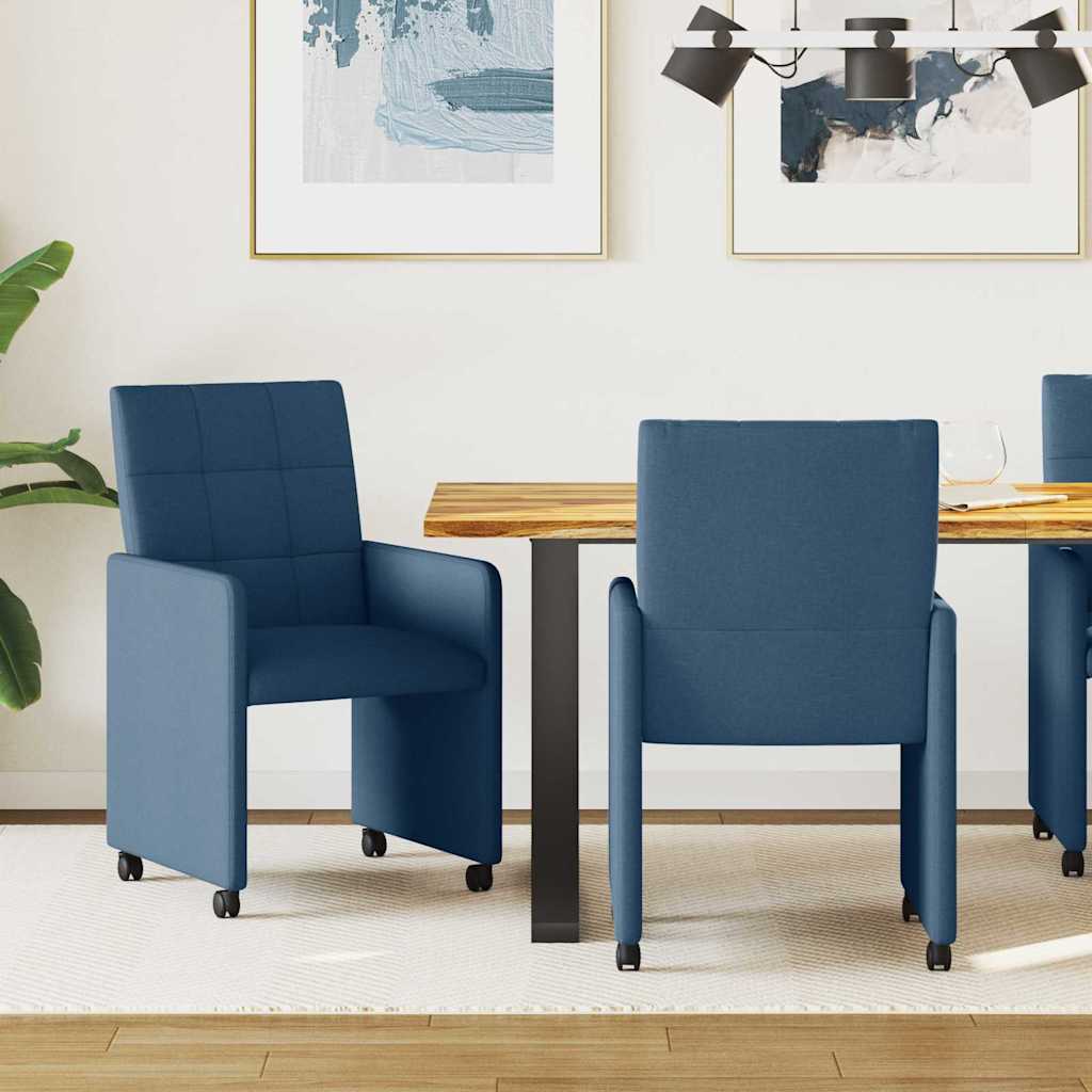 vidaXL Eetstoelen met wielen 2 pcs Lichtgrijs 58 x 65 x 94 cm Stof
