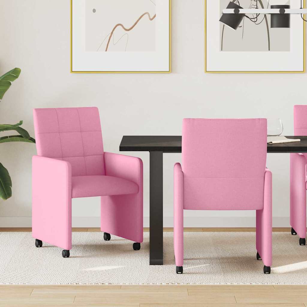vidaXL Eetstoelen met wielen 2 pcs Lichtgrijs 58 x 65 x 94 cm Stof