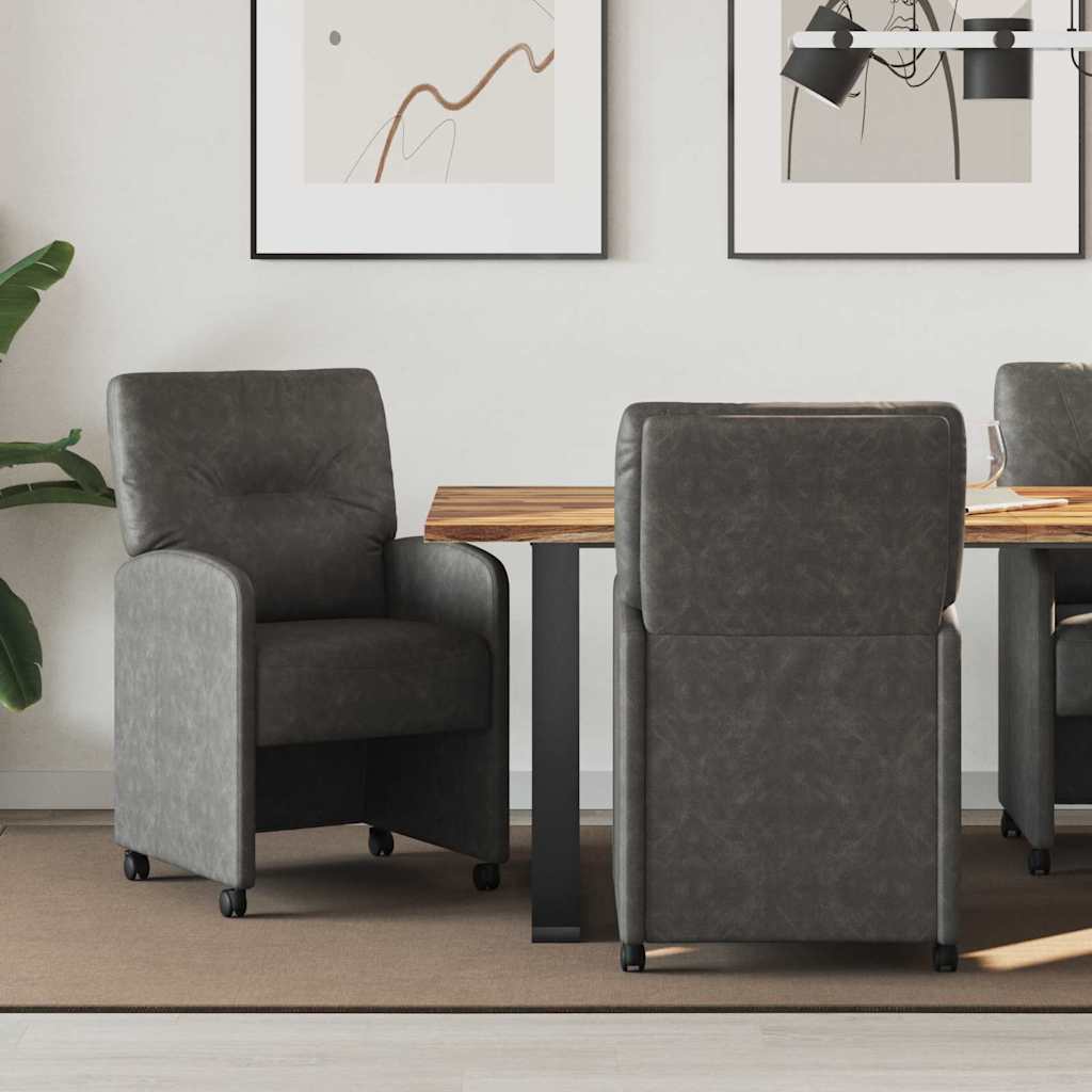 vidaXL Eetstoelen met wiel 2 pcs Grijs 57 x 67 x 95 cm Kunstleer