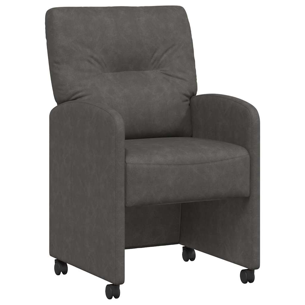 vidaXL Eetstoelen met wiel 2 pcs Grijs 57 x 67 x 95 cm Kunstleer