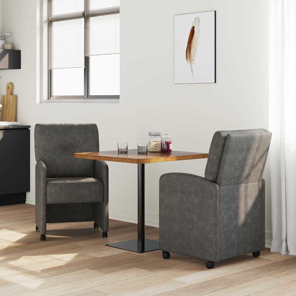 vidaXL Eetstoelen met wiel 2 pcs Grijs 57 x 67 x 95 cm Kunstleer