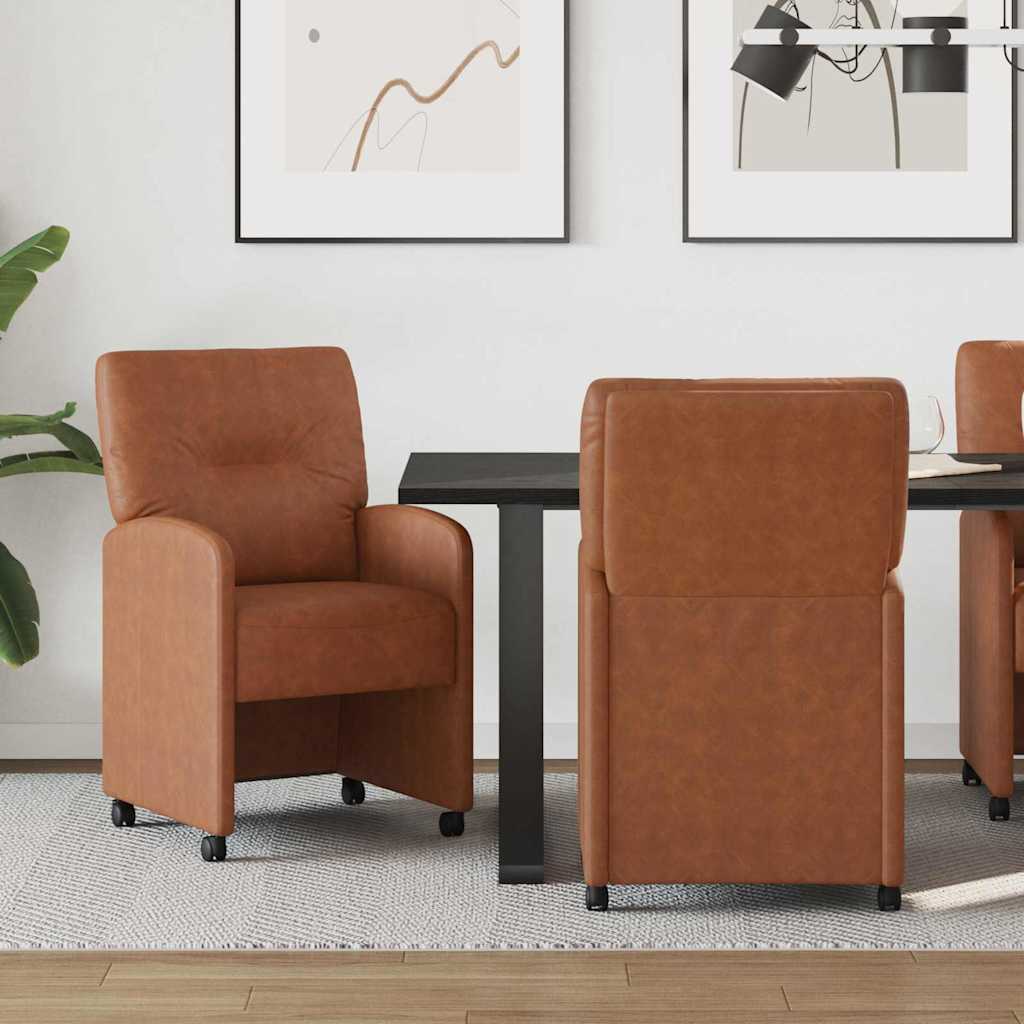 vidaXL Eetstoelen met wiel 2 pcs Grijs 57 x 67 x 95 cm Kunstleer