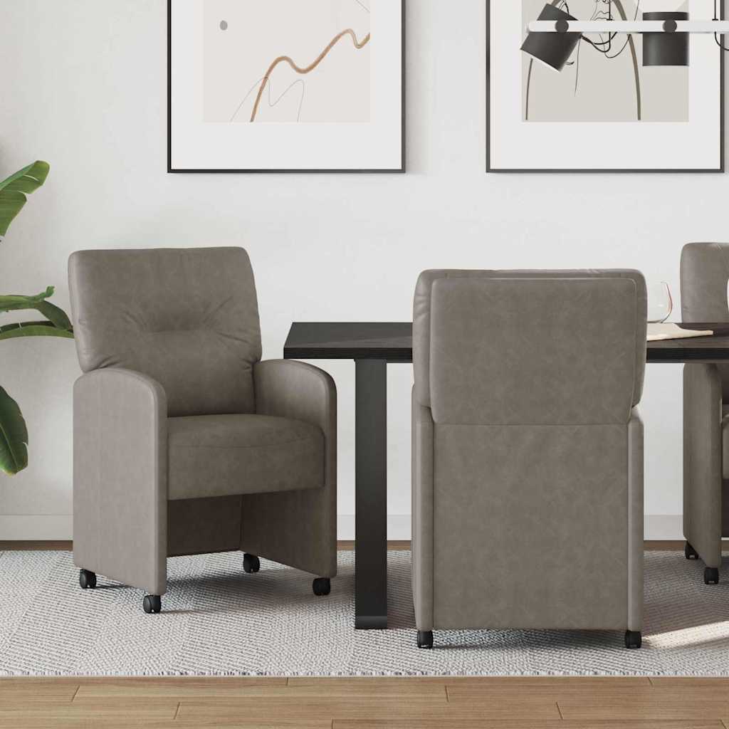 vidaXL Eetstoelen met wiel 2 pcs Grijs 57 x 67 x 95 cm Kunstleer