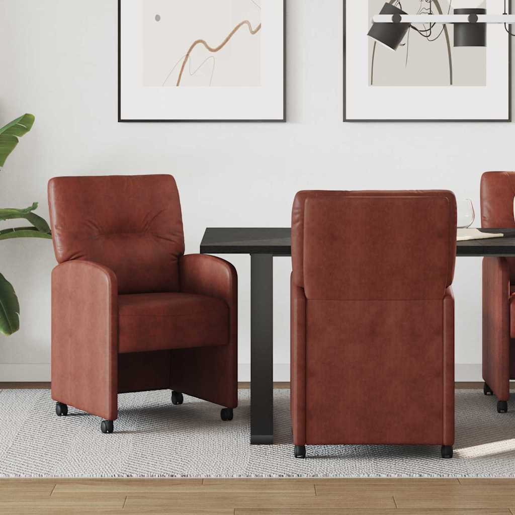 vidaXL Eetstoelen met wiel 2 pcs Grijs 57 x 67 x 95 cm Kunstleer