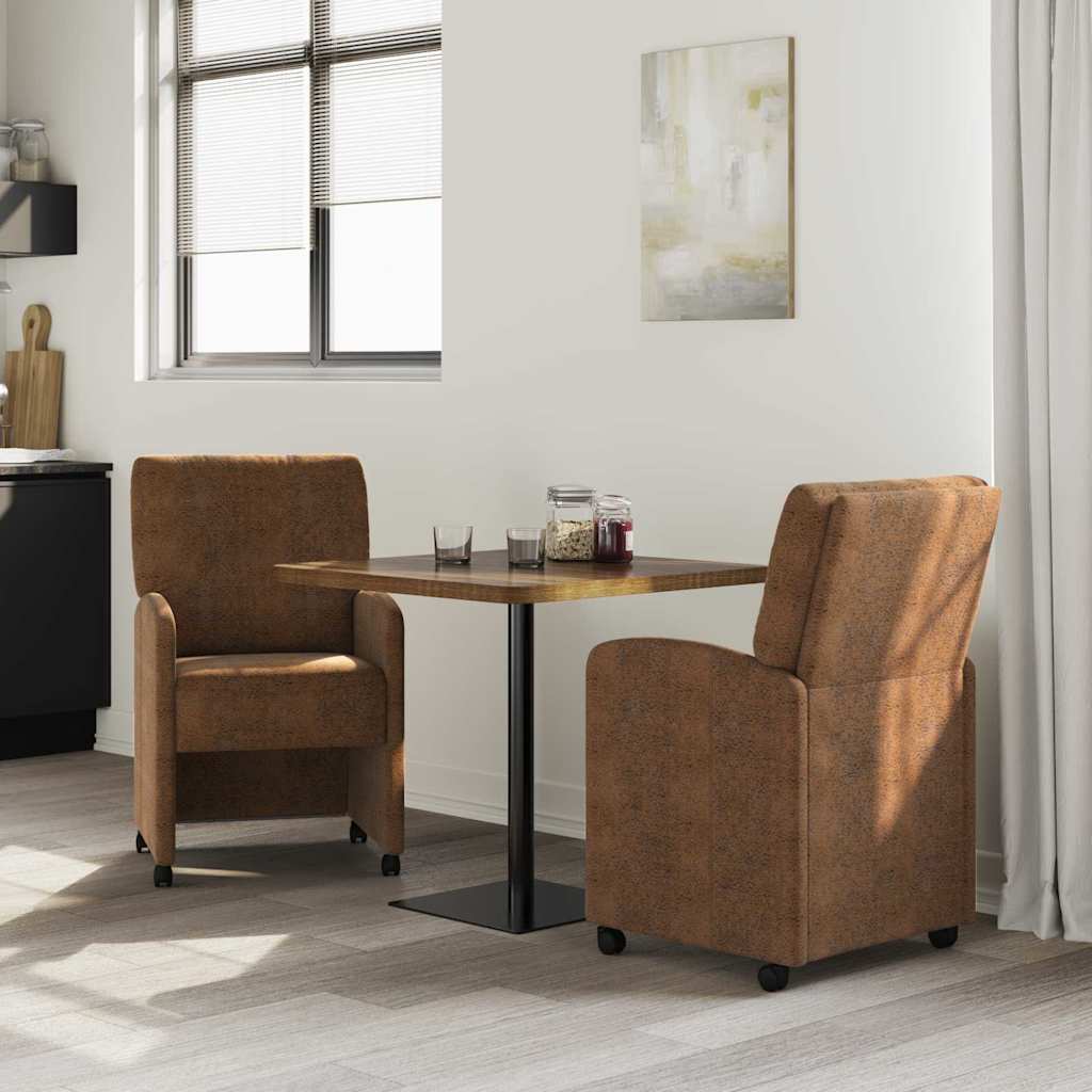 vidaXL Eetstoelen 2 pcs Bruin 57 x 67 x 95 cm Faux suede leer