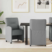 vidaXL Eetstoelen met wielen 2 pcs Lichtgrijs 57 x 67 x 95 cm Stof