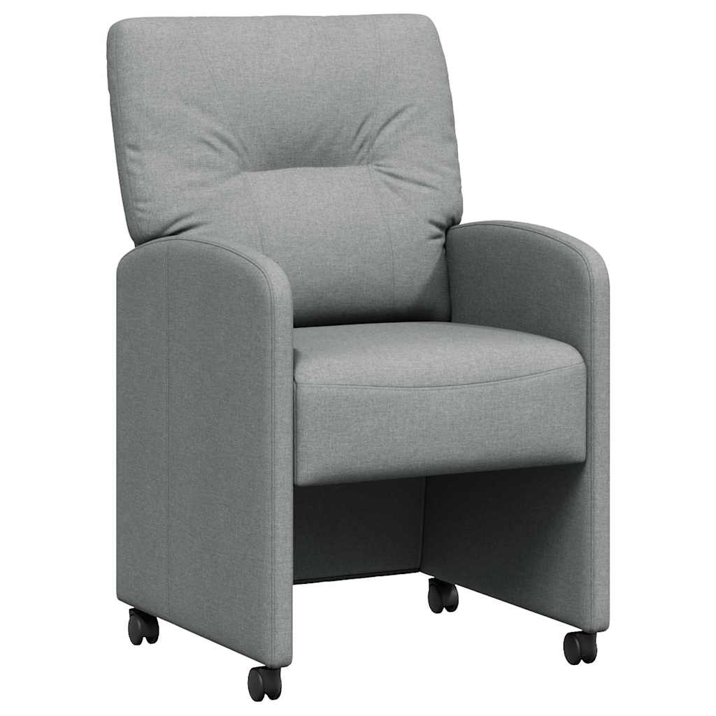 vidaXL Eetstoelen met wielen 2 pcs Lichtgrijs 57 x 67 x 95 cm Stof