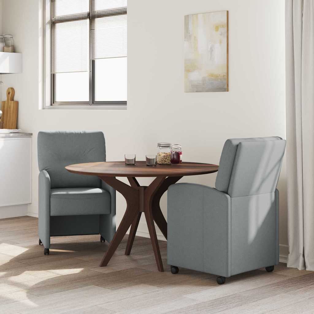 vidaXL Eetstoelen met wielen 2 pcs Lichtgrijs 57 x 67 x 95 cm Stof