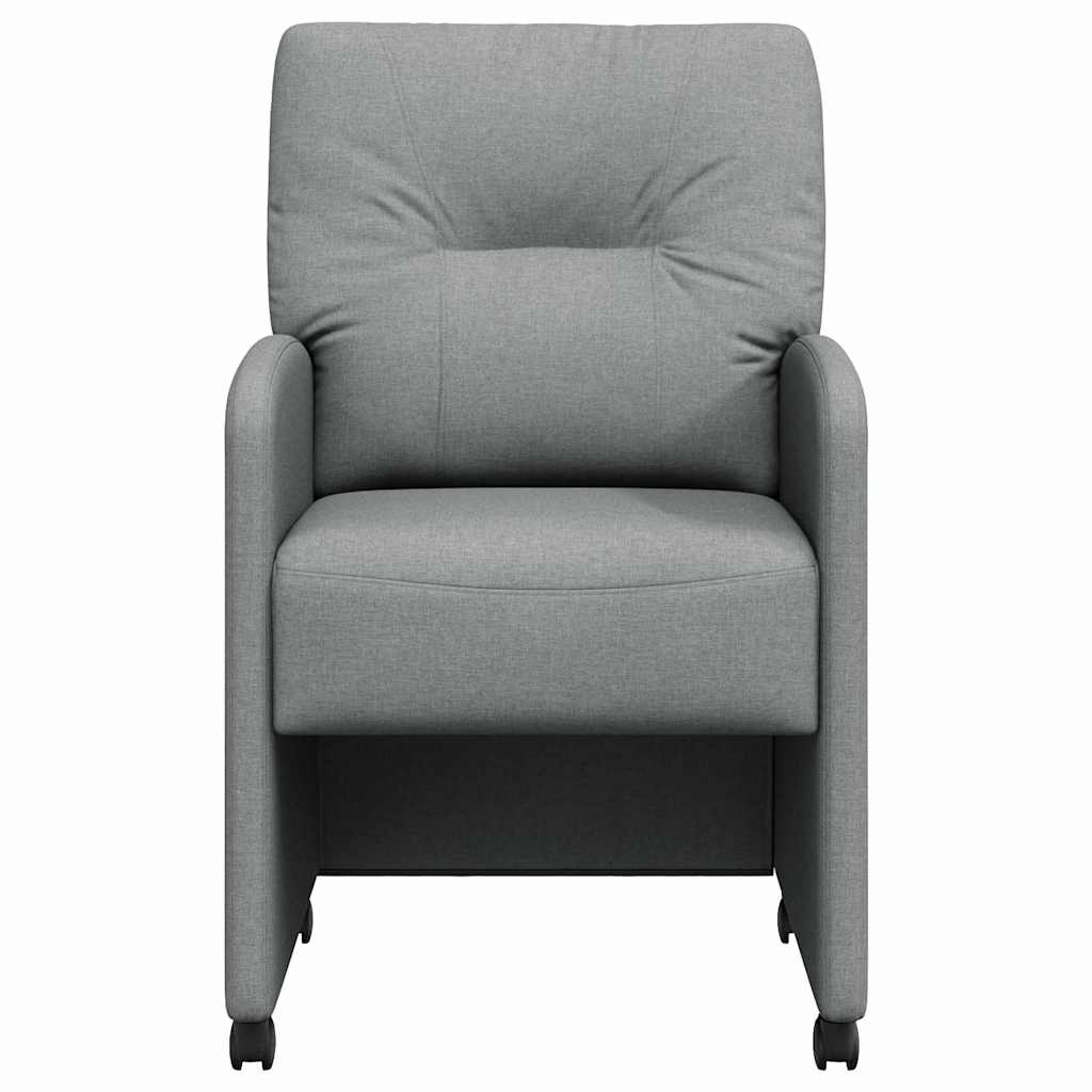 vidaXL Eetstoelen met wielen 2 pcs Lichtgrijs 57 x 67 x 95 cm Stof