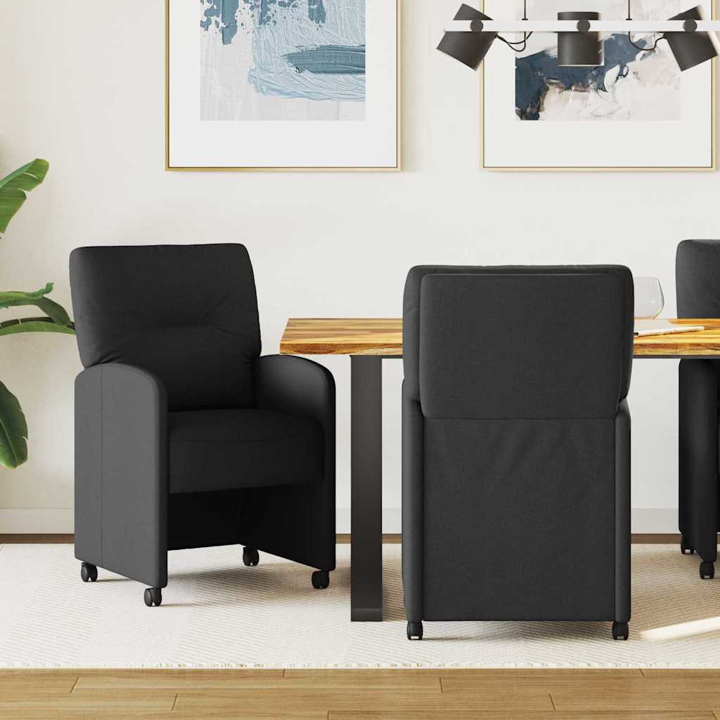 vidaXL Eetstoelen met wielen 2 pcs Lichtgrijs 57 x 67 x 95 cm Stof
