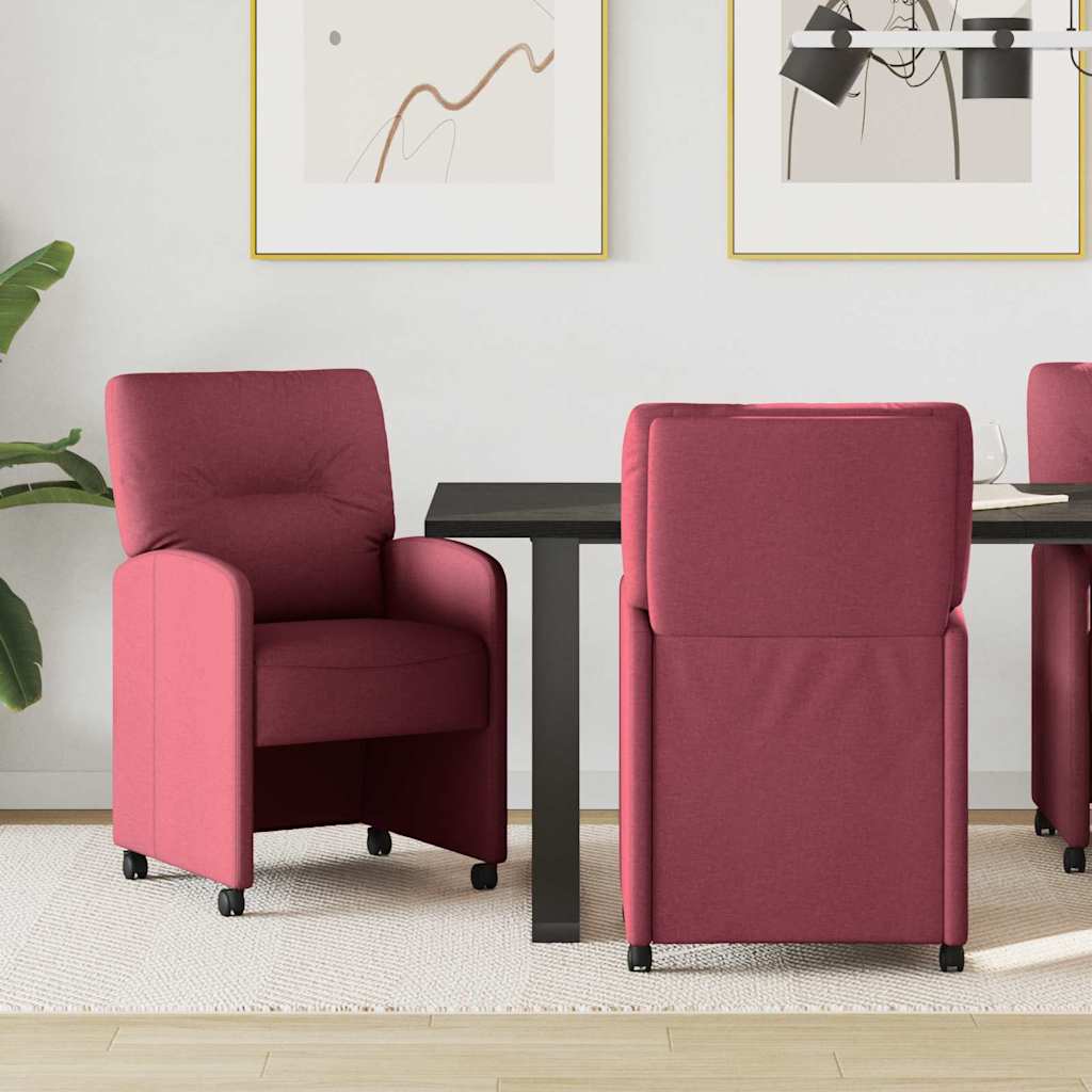 vidaXL Eetstoelen met wielen 2 pcs Lichtgrijs 57 x 67 x 95 cm Stof