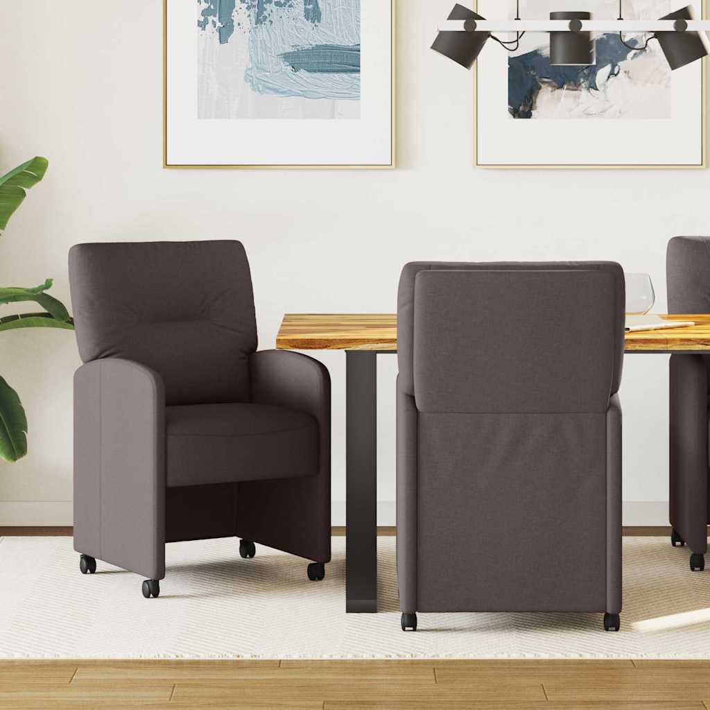 vidaXL Eetstoelen met wielen 2 pcs Lichtgrijs 57 x 67 x 95 cm Stof