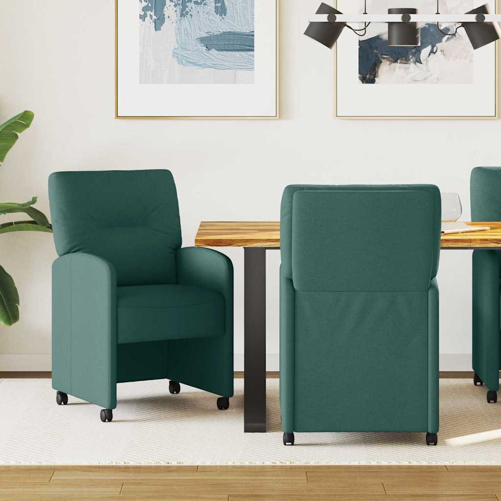 vidaXL Eetstoelen met wielen 2 pcs Lichtgrijs 57 x 67 x 95 cm Stof