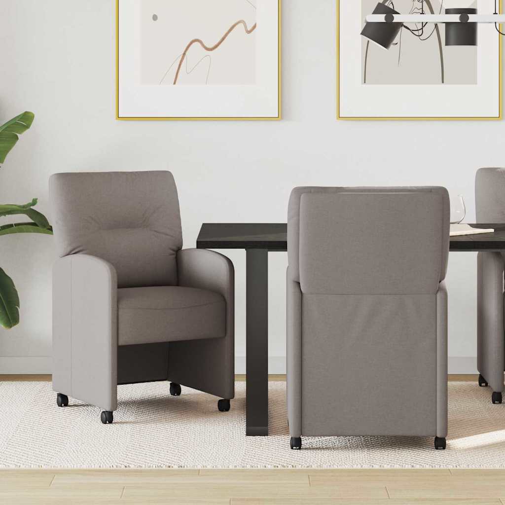 vidaXL Eetstoelen met wielen 2 pcs Lichtgrijs 57 x 67 x 95 cm Stof