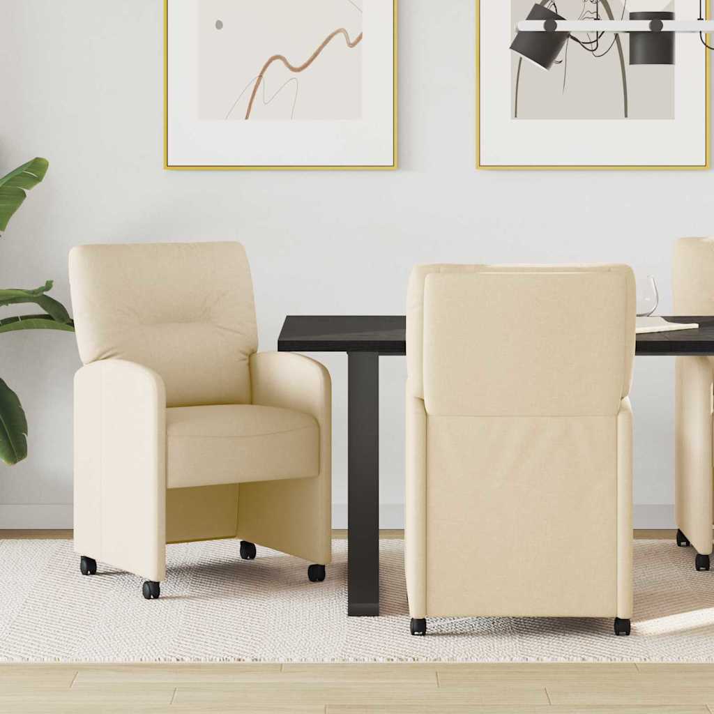 vidaXL Eetstoelen met wielen 2 pcs Lichtgrijs 57 x 67 x 95 cm Stof