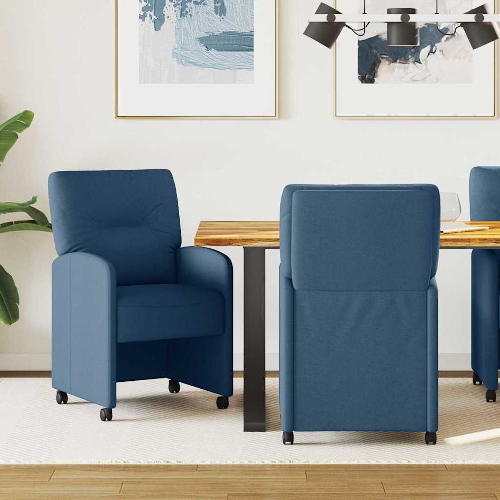 vidaXL Eetstoelen met wielen 2 pcs Lichtgrijs 57 x 67 x 95 cm Stof