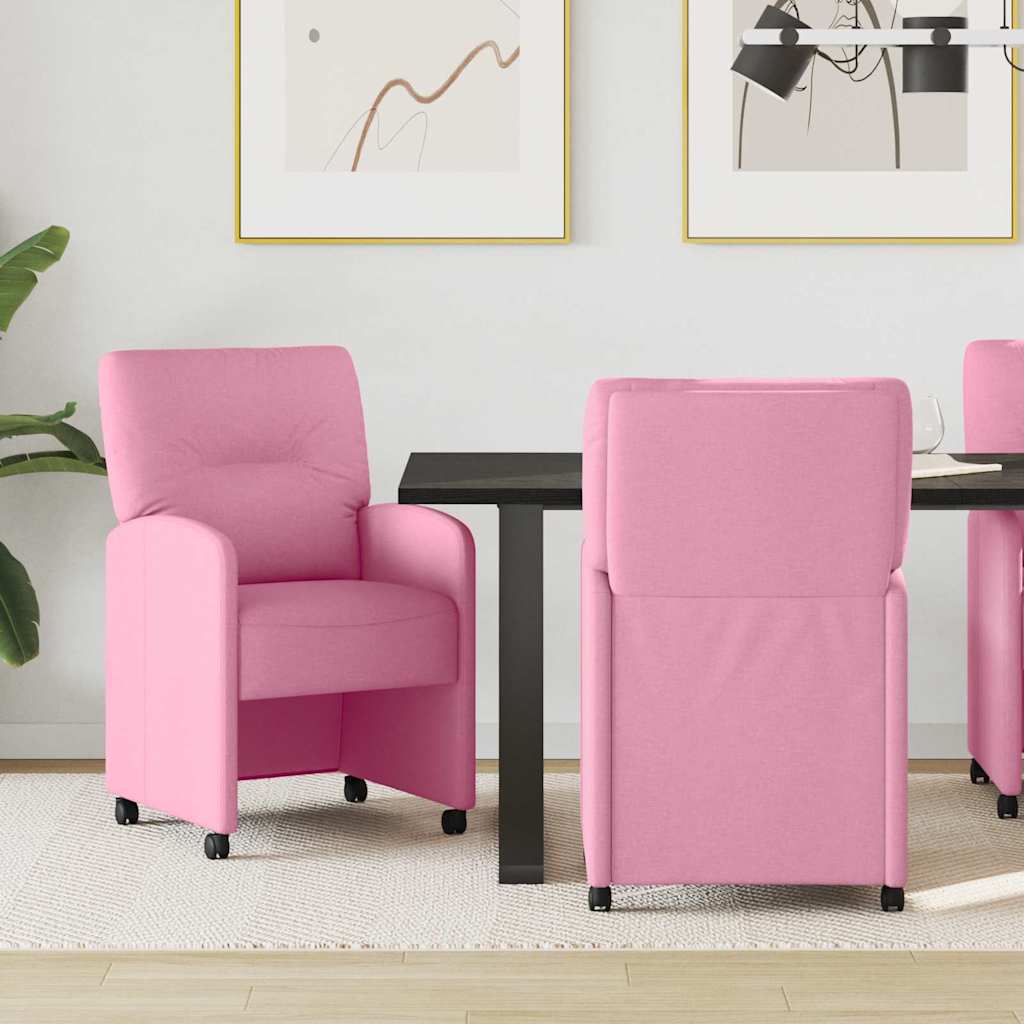 vidaXL Eetstoelen met wielen 2 pcs Lichtgrijs 57 x 67 x 95 cm Stof