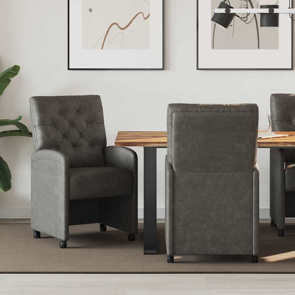 vidaXL Eetstoelen met wielen 2 pcs Zwart 58 x 67 x 97 cm Kunstleer
