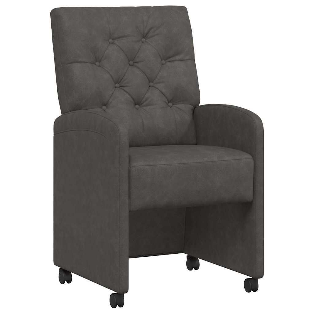 vidaXL Eetstoelen met wielen 2 pcs Zwart 58 x 67 x 97 cm Kunstleer