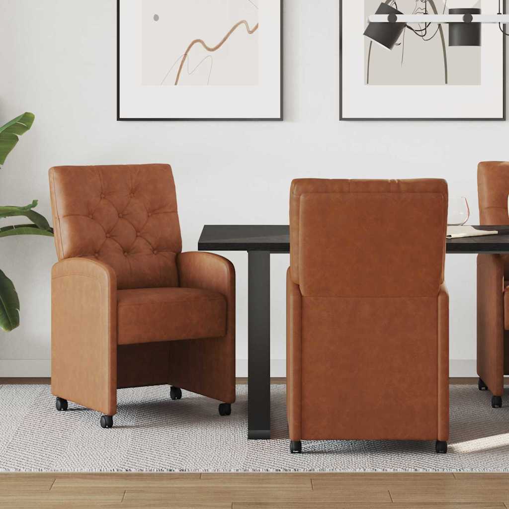 vidaXL Eetstoelen met wielen 2 pcs Zwart 58 x 67 x 97 cm Kunstleer