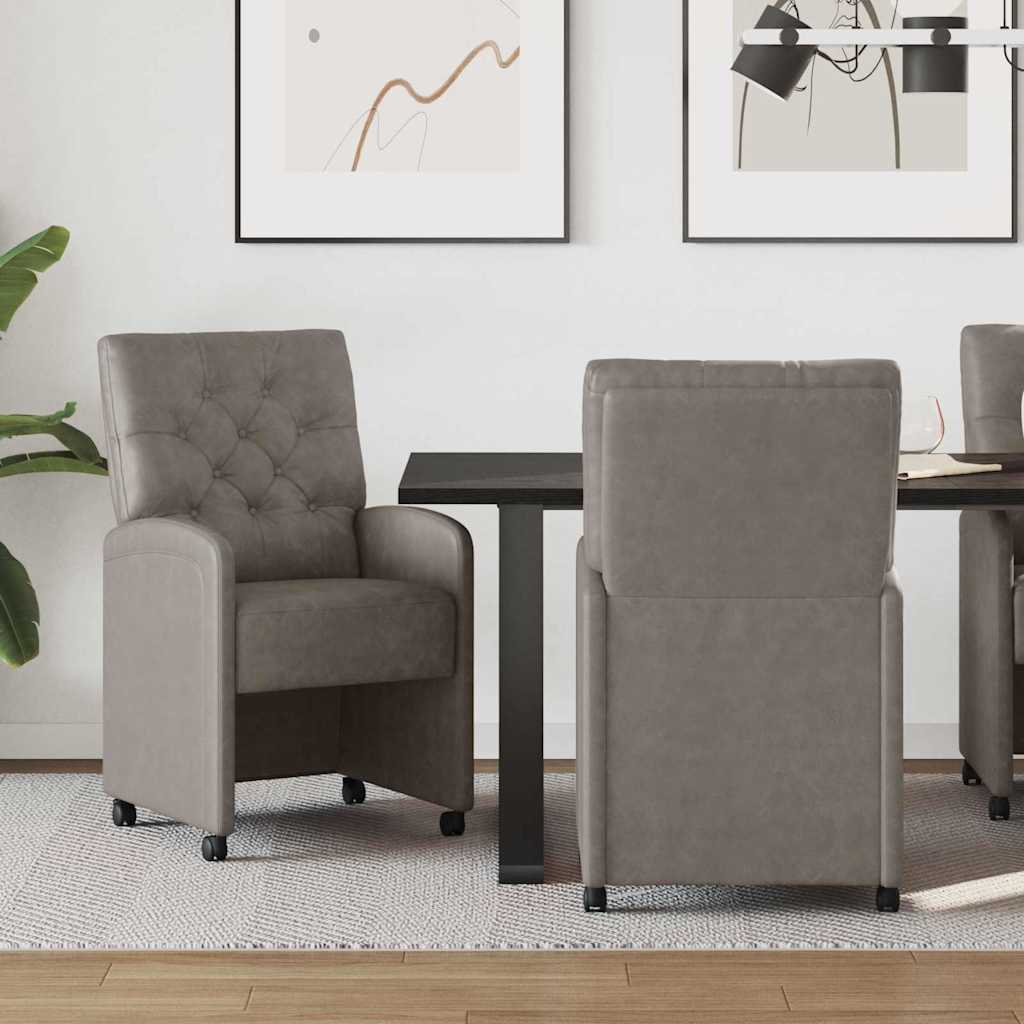 vidaXL Eetstoelen met wielen 2 pcs Zwart 58 x 67 x 97 cm Kunstleer