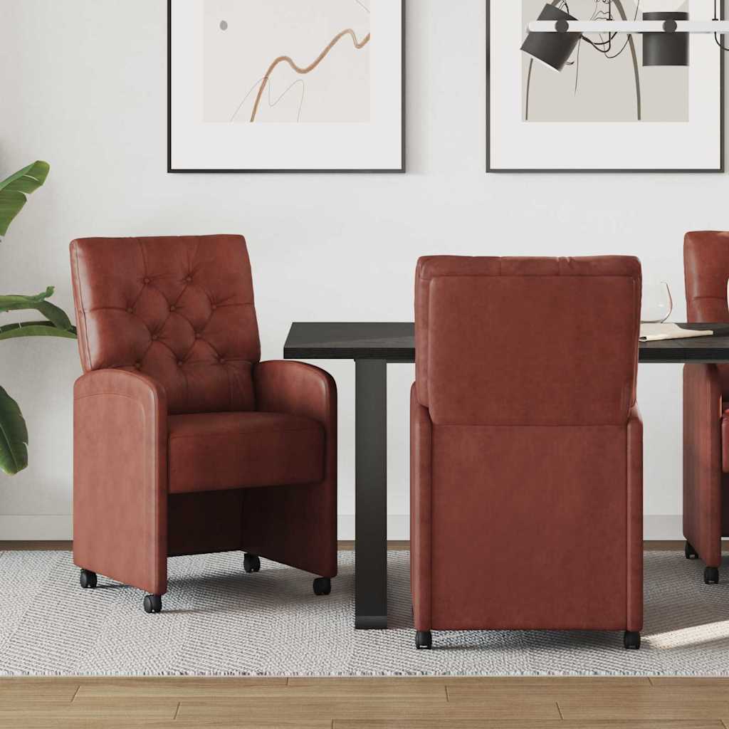 vidaXL Eetstoelen met wielen 2 pcs Zwart 58 x 67 x 97 cm Kunstleer
