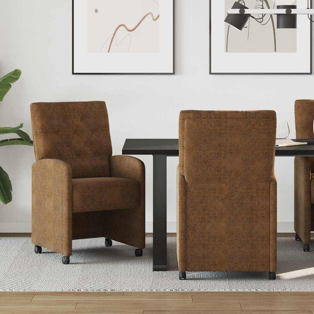 vidaXL Eetstoelen 2 pcs Bruin 58 x 67 x 97 cm Faux suede leer