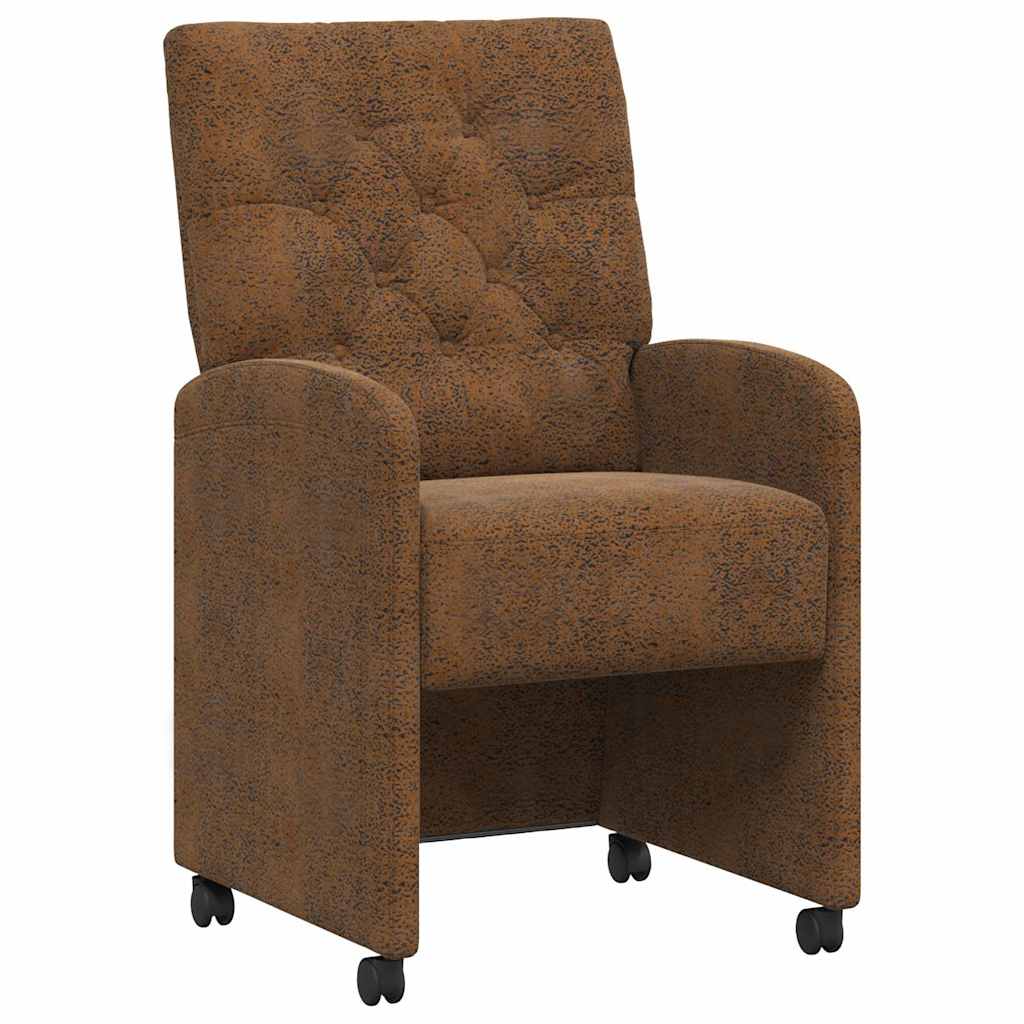 vidaXL Eetstoelen 2 pcs Bruin 58 x 67 x 97 cm Faux suede leer