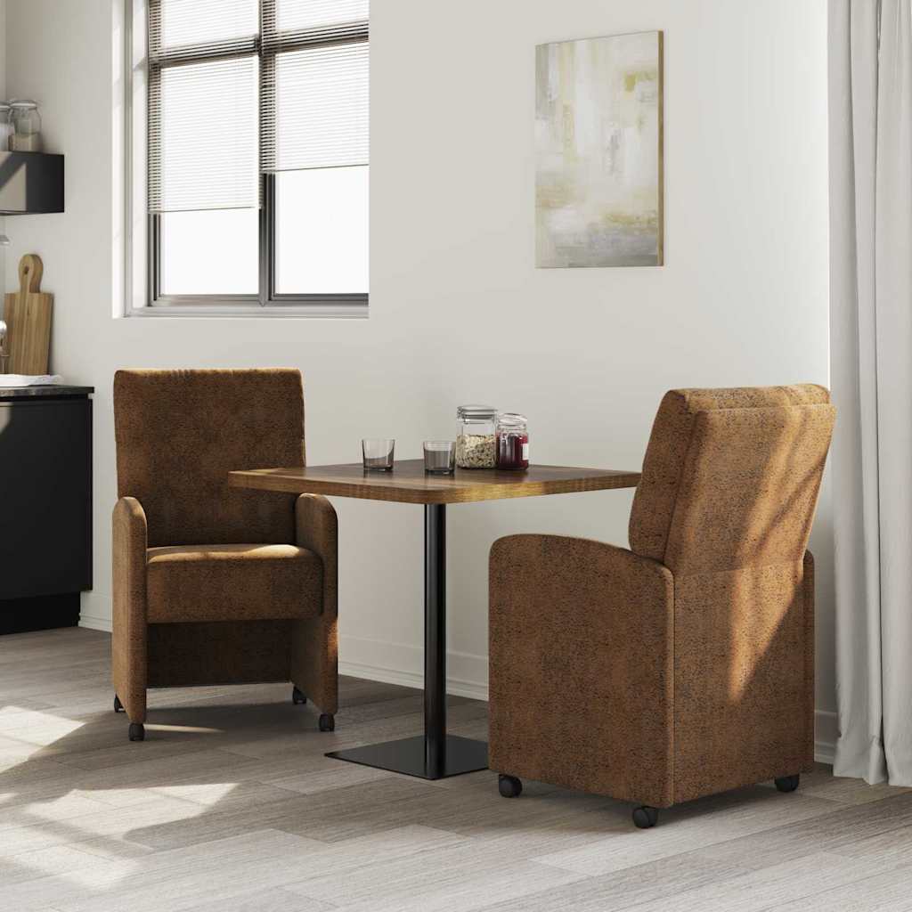 vidaXL Eetstoelen 2 pcs Bruin 58 x 67 x 97 cm Faux suede leer