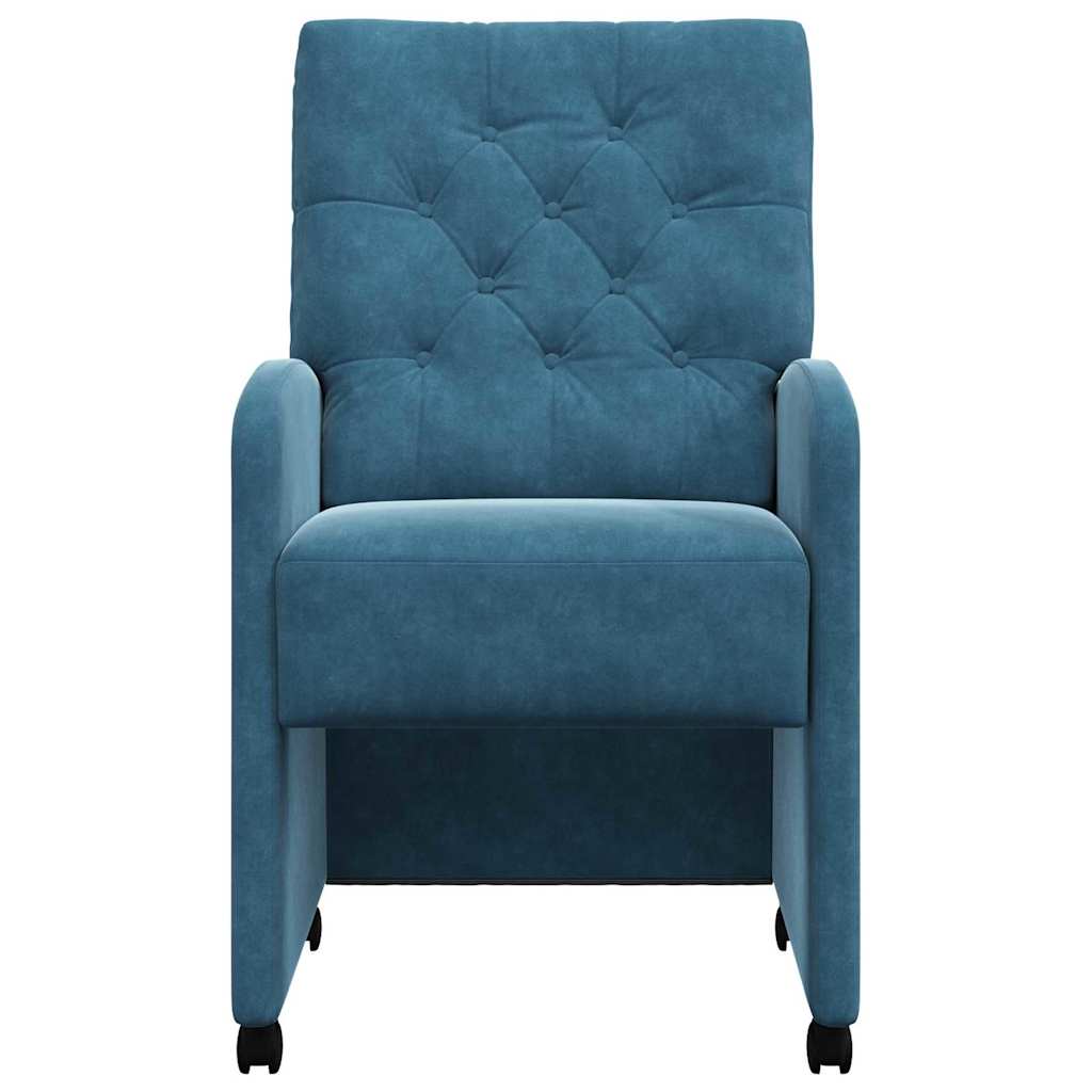 vidaXL Eetstoelen met wielen 2 pcs Blauw 58 x 67 x 97 cm Fluweel