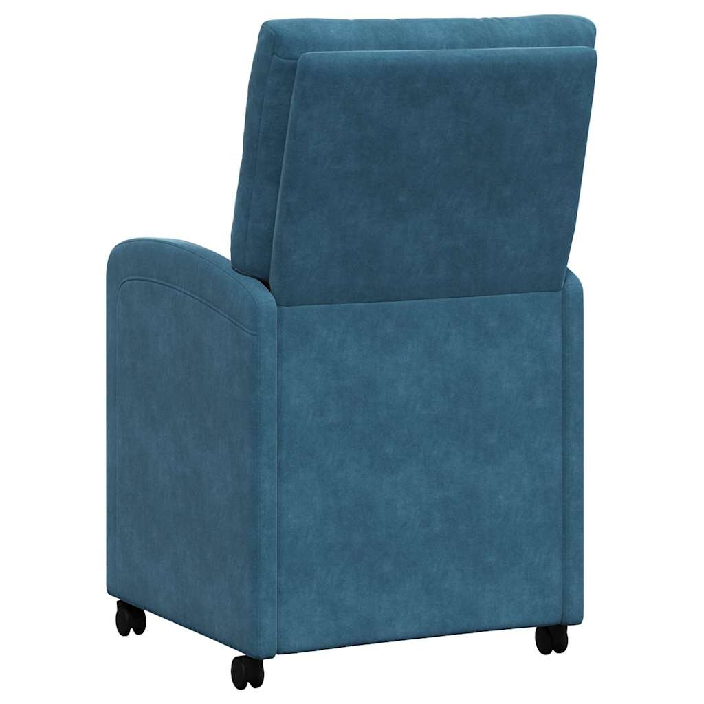 vidaXL Eetstoelen met wielen 2 pcs Blauw 58 x 67 x 97 cm Fluweel