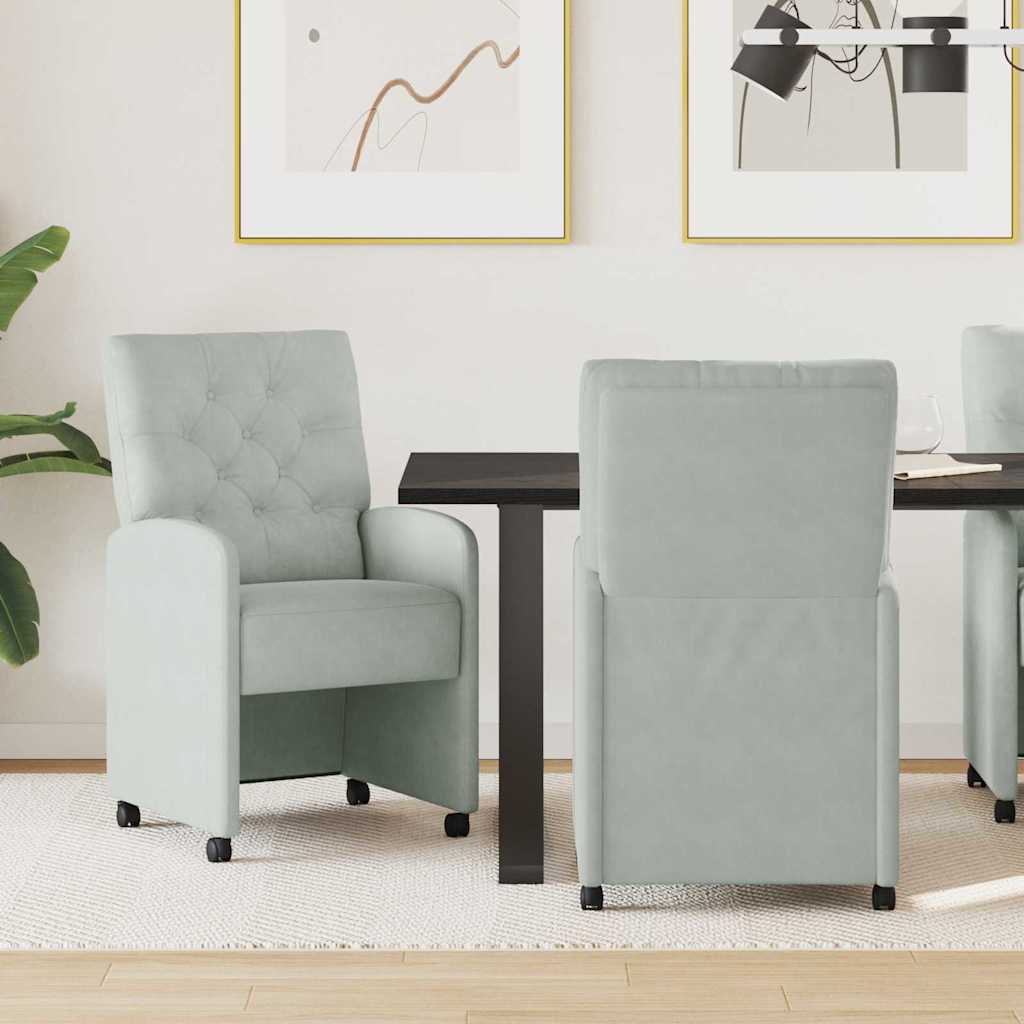 vidaXL Eetstoelen met wielen 2 pcs Blauw 58 x 67 x 97 cm Fluweel