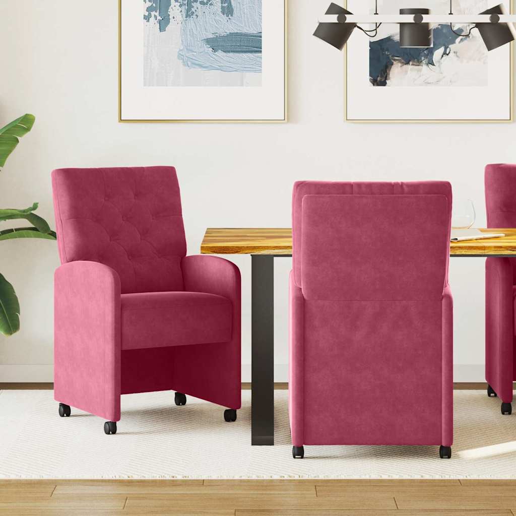 vidaXL Eetstoelen met wielen 2 pcs Blauw 58 x 67 x 97 cm Fluweel