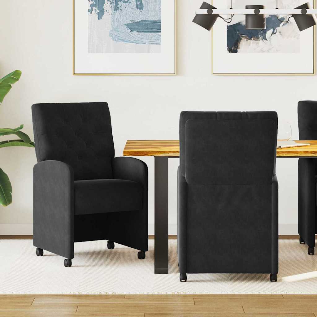 vidaXL Eetstoelen met wielen 2 pcs Blauw 58 x 67 x 97 cm Fluweel