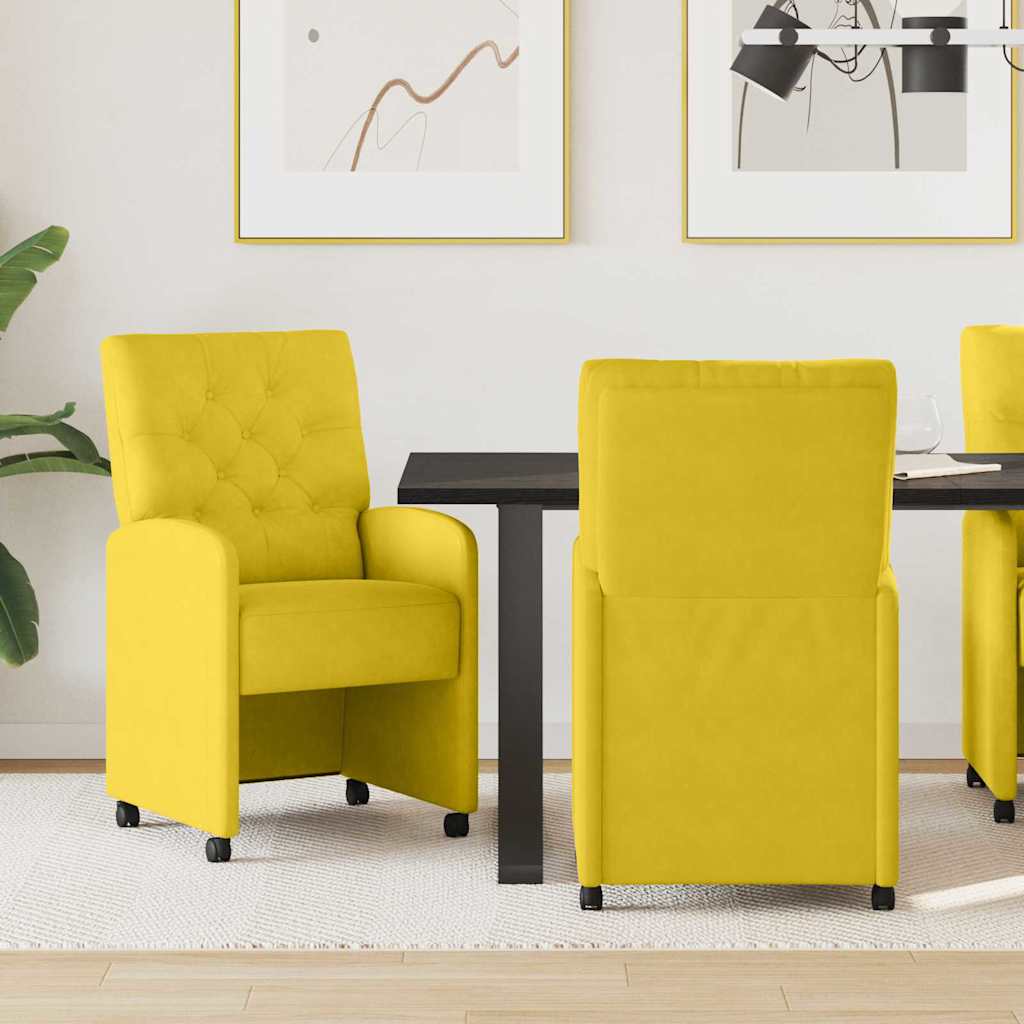 vidaXL Eetstoelen met wielen 2 pcs Blauw 58 x 67 x 97 cm Fluweel