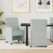 vidaXL Eetstoelen met wielen 2 pcs Lichtgrijs 58 x 65 x 98 cm Fluweel