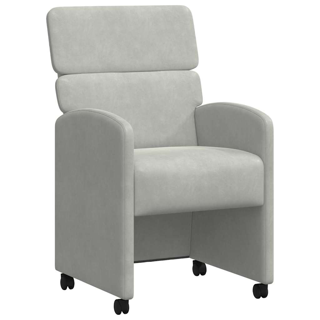 vidaXL Eetstoelen met wielen 2 pcs Lichtgrijs 58 x 65 x 98 cm Fluweel