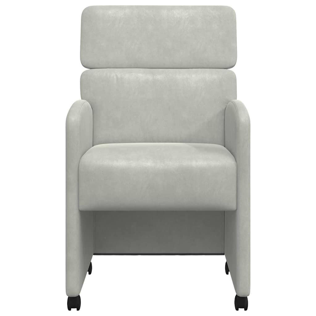 vidaXL Eetstoelen met wielen 2 pcs Lichtgrijs 58 x 65 x 98 cm Fluweel
