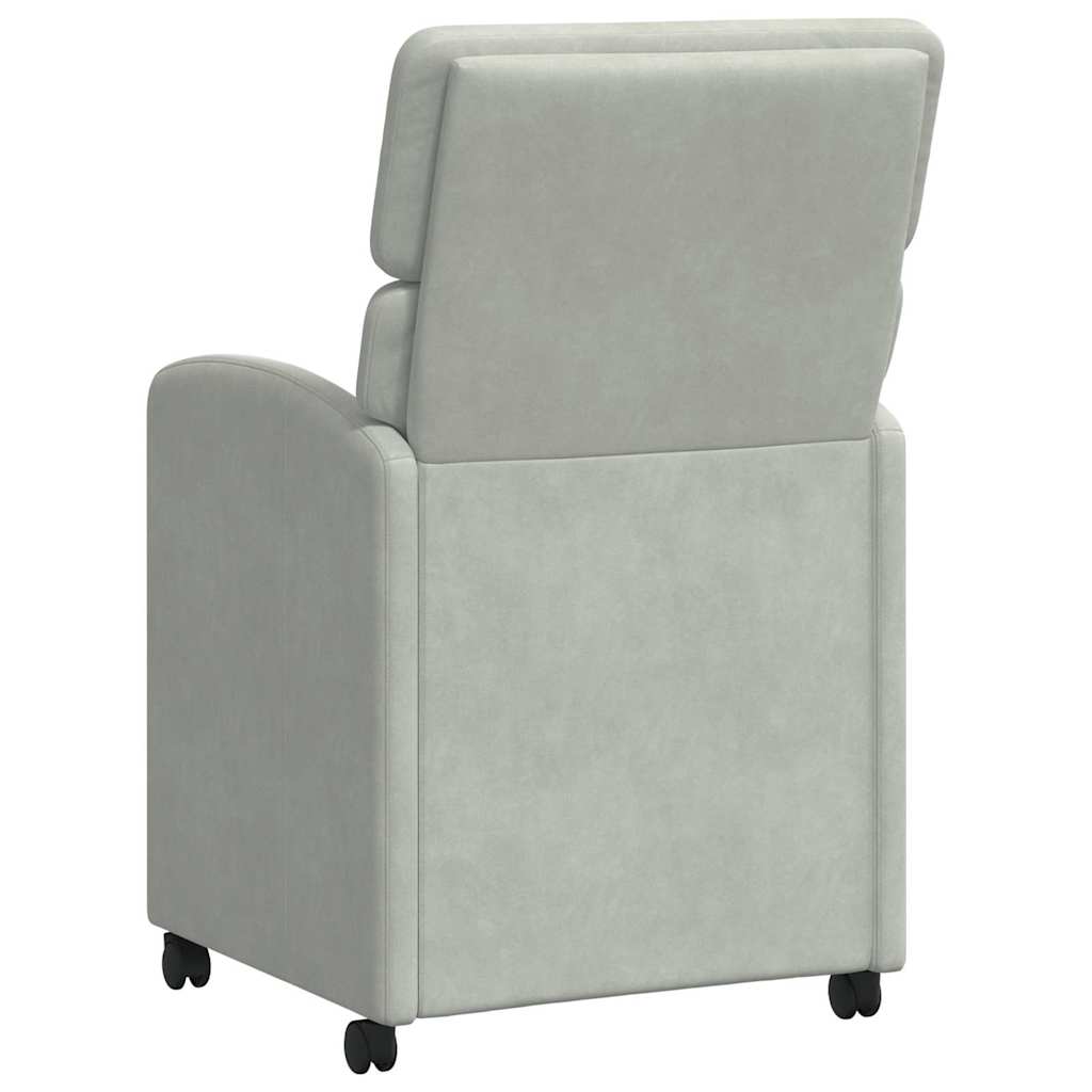 vidaXL Eetstoelen met wielen 2 pcs Lichtgrijs 58 x 65 x 98 cm Fluweel