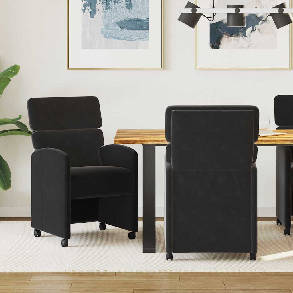 vidaXL Eetstoelen met wielen 2 pcs Lichtgrijs 58 x 65 x 98 cm Fluweel